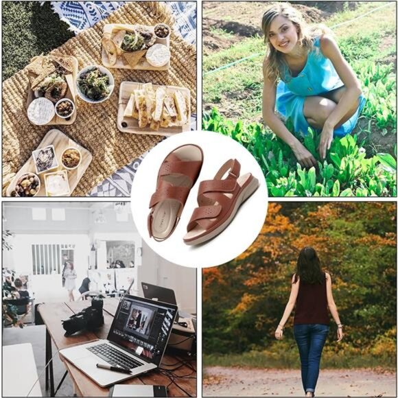 Women's Sandals Open Toe Arch Support Slides - Picture 7 of 7